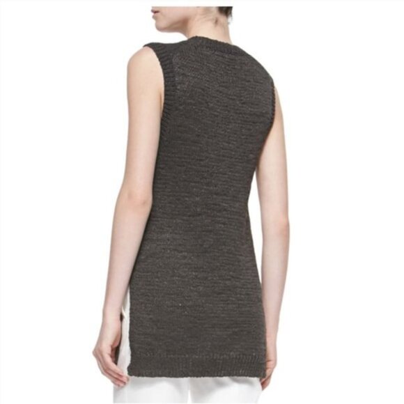 Theory Meenaly Knit Worthy Knit Sweater Womens Medium Gray Crew Neck Sleeveless - Picture 2 of 12